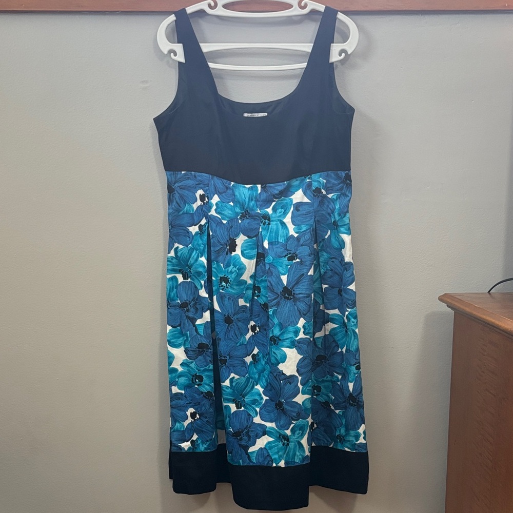 JCPenney Black and Blue Floral Midi Dress